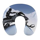 FekiLoot Snowmobile Travel Pillow Ergonomic Travel Head Portable Neck Pillow Comfortable U Shape Memory Foam Pillows Office Napping Pillows for Trains Cars Planes