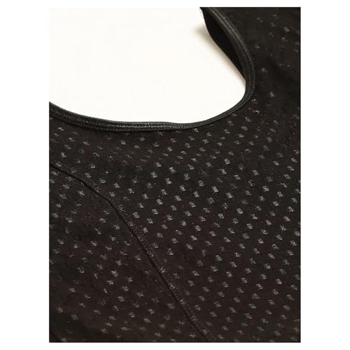 Fressia Fabrics Round Neck Pure Dobby Cotton Stretchable Elbow Sleeve Readymade Saree Blouse for Women Stylish (208_black) by Fressia Fabrics - Used condition - US$17.57