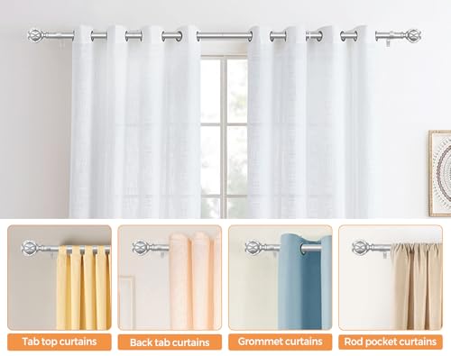 Hotozon Curtain Rods For Windows 32 To 58 Inch, Hotozon Curtain Rods 2 Pack, New Splicing Window Rods For Windows, Single Drapery Rod With Netted Finials, Antique Silver thumb #3