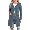 Aottori Strickjacke Damen Leichte Lang mit Taschen und Knöpfen Cardigan V-Ausschnitt Elegant Strickmantel Langarm Dünne Casual