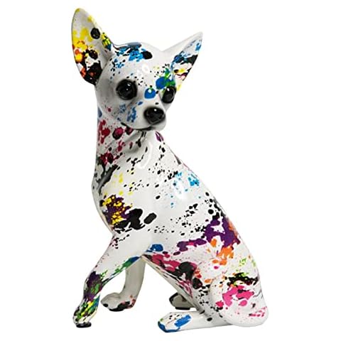 Qianly Moderne Graffiti-Kunst-Chihuahua-Statue, Modeharz Cover