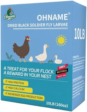 OHNAME 10LB Dried Black Soldier Fly Larvae for Chickens