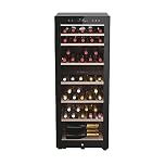 Haier HWS77GDAU1(UK) Freestanding Wine Cooler, 1 door, 77 Bottles, 127cm Tall, Black [Energy Class G]