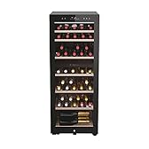 Haier Wine Bank 50 Serie 7 Cantinetta Vino Doppia Temperatura, 77 Bottiglie, Vetro Anti-UV, LED 3D, Controllo tramite App, Libera Installazione, Classe G, 49,7 x 58,5 x 127 cm, Nera - HWS77GDAU1