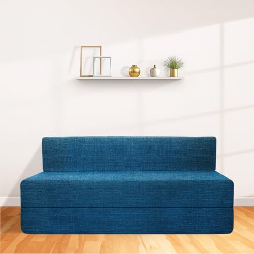 Image of CELLBELL Comfy Sofa Cum Bed 5x6 Feet | Foldable Dual Use Couch Bed with Soft Cushions, Washable Fabric Cover & Sturdy Frame | Space Saving Modern Design for Living Room, Bedroom & Guest Use (Teal)