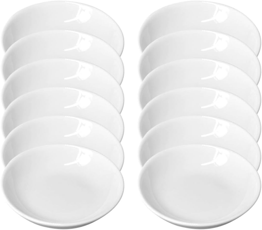 12 piezas de platos de tinta de cerámica con superficie lisa, platos redondos multifuncionales para pintura y caligrafía, bandejas blancas portátiles para estudiantes y amantes de la caligrafía miniatura 1