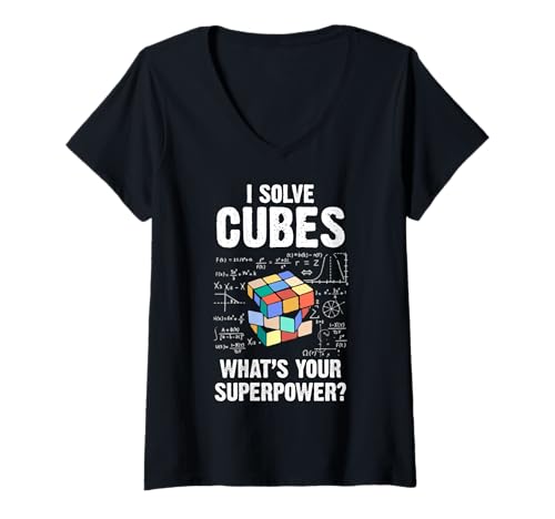 Donna Puzzle competitivo - Cuber - Speed Cubing - Puzzle - Cubing Maglietta con Collo a V