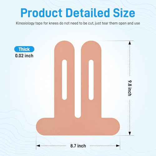 Kinesiology Tape for Knees, 10 Count Knee Tape for Knee Pain Relief Pre Cut, Latex Free Knee Tape, Support Muscles and Joints, Knee Kinesiology Tape Pre Cut, Waterproof and Elastic (Flesh Color)