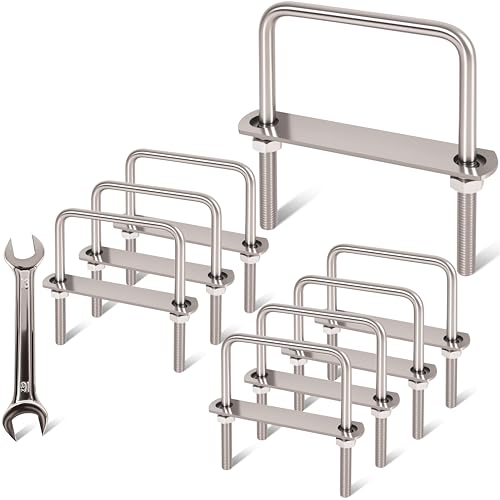 Image of 8 Pcs M10 Square U Bolts 4 Inch Wide, 3 /8 inch x 4 inchW x 5 inch L