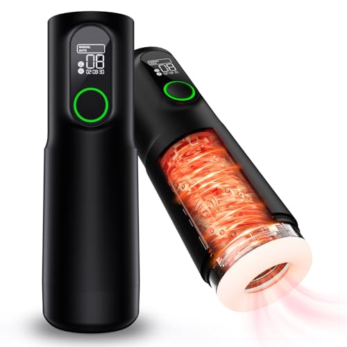 Tracy's Dog Male Masturbator Sex Toys for Men – Penis Pump Stroker with 10 Thrusting & 10 Rotating Modes, Stepless Speed Control LED Display Heated Pocket Pussy, Adult Sex Toy Blowjob Machine TriggerX