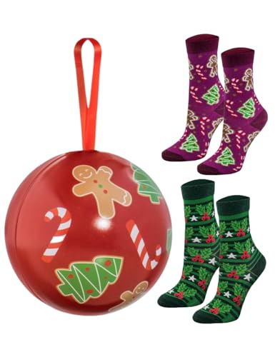 Rainbow Socks: Pack de 2 pares de calcetines de Navidad unisex presentados en una esfera
