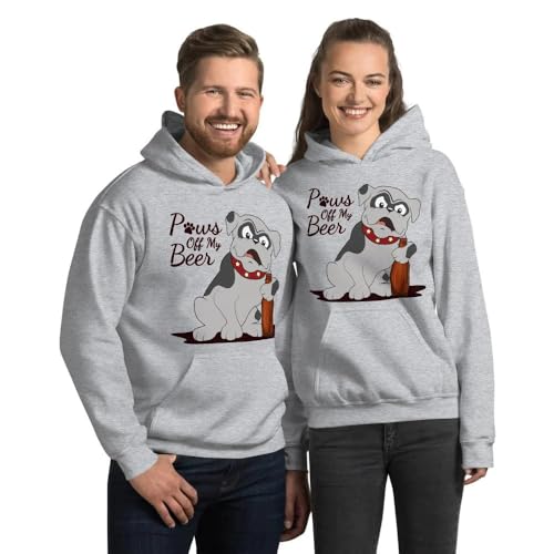 Paw Off Paws Off My Beer Bull Dog Graphic Hoodie White Sweatshirt