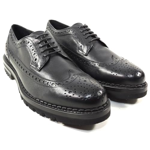 Men's Black Leather Comfort Winter Oxford Shoes, Size 43 EU3