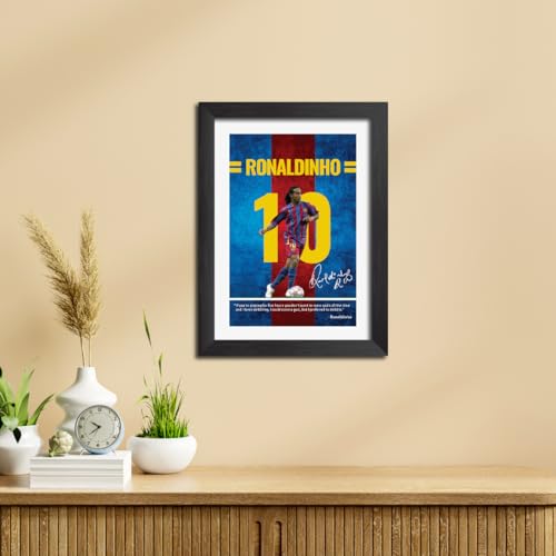 Image of TenorArts Ronaldinho Quotes Poster Frame Barcelona Laminated Photo Framed Painting with Matt Finish Black Textues (12 inches x 9inches)
