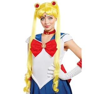 Funidelia | Peluca de Luna – Sailor Moon para mujer Anime, Cosplay, Bunny Tsukino, Dibujos Animados – Accesorios para adultos, accesorio para disfraz – Amarillo