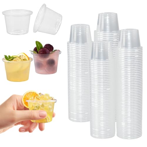 LANSKYLAN 200PCS Vasos de Chupito de Plástico 25ml, Vasos Chupitos Reutilizables, Vaso de Chupito Transparente, Vasos Pequeños Plastico para Shots de Licor, Jello Shots y Bebidas en Fiesta y Cumpleaño