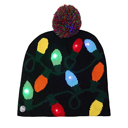 Preisvergleich Produktbild GFEU Strickmütze, personalisierbar, mit LED-Beleuchtung, tolles Geschenk für Kinder und Erwachsene, perfekt für Weihnachten, Festival, Feier, Winter (Lampe)