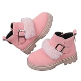 Fashion Black Boots for Girls:Fashion Waterproof Leather Short Booties Lightweight Winter Warm Footwear Winter Warm Shoes（Size13,Pink