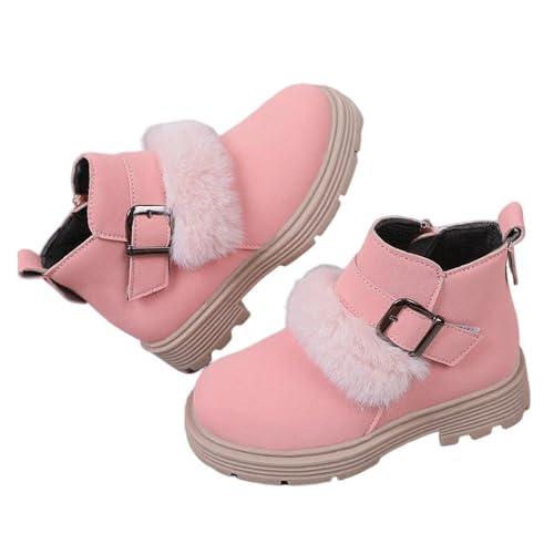 Fashion Black Boots for Girls:Fashion Waterproof Leather Short Booties Lightweight Winter Warm Footwear Winter Warm Shoes（Size13,Pink