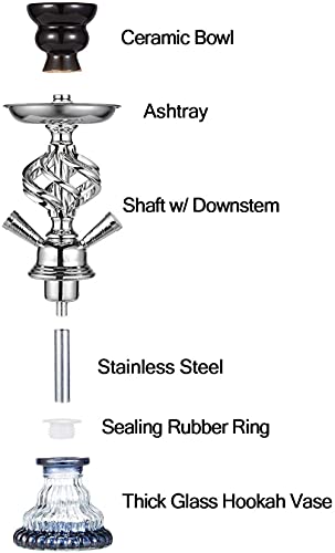 LSZ Shisha-Set Tragbarer 29cm Shisha-Wasserhukah-Set, verdicktes Glashukas Set mit 2 Schlauch, modernes Shisha… – Bild 3