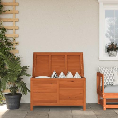 Nqyjm Arcón de jardín Madera Maciza Abeto 99x49,5x58,5 cm Baúl de Almacenaje para Jardín para Ordenación en Patio y Terraza Marrón Claro