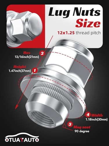 Image of OTUAYAUTO M12x1.25 OEM Lug Nuts - Replacement for 2002-2025 Nissan Altima, 2008-2025 Rogue, 2012-2025 Pathfinder, 2006-2025 Sentra, 2020-2025 Kicks, 2010-2025 Leaf, 20PCS Chrome Factory Style Lug Nuts