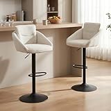 Ya Home Tabourets de Bar Hauteur Réglable Lot de 2 Chaise Bar en Lin Tabouret de Comptoir avec Repose Pieds Chaises de Cuisine Moderne, Beige