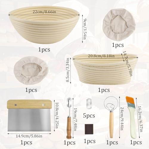 Corbeille à pain ronde 23 cm et ovale kit pâtisserie levain