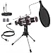 Studio Microphone, ZealSound Condenser Recording & Broadcasting Microphone With Stand Built-in Sound Card Echo Recording Karaoke Singing for Phone PC Garageband Smule Live Stream & YouTube (Rose Gold)