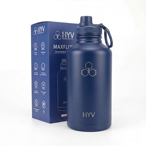 Image of HYV MaxFlow Insulated Water Bottle 2 Litre | Stainless Steel Sipper Bottle for Adults & Kids | Hot & Cold Flask for Gym, Office, Travel | Leakproof BPA-Free with Chug & Carry Handle | Indigo Blue
