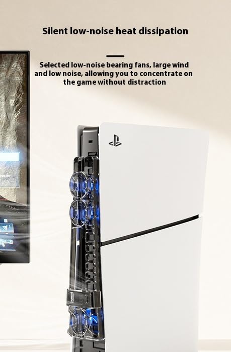 Cooling Fan for PS5 Pro/PS5 Slim/PS5 with LED Light,PlayStation 5 pro Fan Cooler System, Adjustable Speed (3 Speeds Mode),with USB Port Memory Function External Cooling Fan