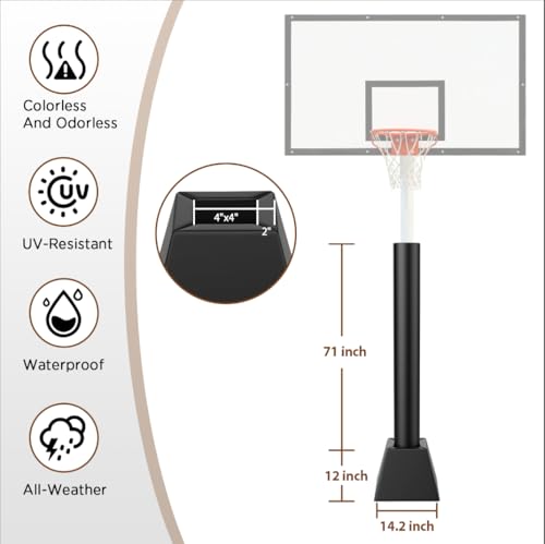 JOMOQ 71\" Basketball Pole Pads 4\"x4\" Basketball Base Pads Set, Flame-Retardant & Waterproof All-Weather Protection Hoop Padding Outdoor for Schools, Garages, Basement Pole Cover (4\"x4\") - Thumbnail 5