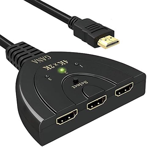 HDMI Switch 4K, GANA Gold Plated 3-Port HDMI Splitter | HDMI Switcher | Supports 4K/Full HD1080p/3D with High Speed Pigtail Cable Cover