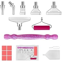 5D Diamond Painting Pen Kit - 7 Metal Tip Diamond Art Accessories, Tools for Adults Beginners, Resin Pen with Straight/Bent/Flat/Roller Tips & Clay