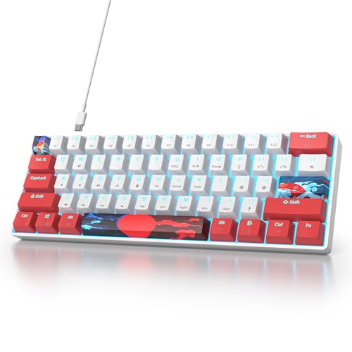 Image of 60 Percent Gaming Keyboard 61 Keys Wired Mechanical Keyboard Ultra Compact Key Board Red Switch LED Backlit for Windows Laptop Gamer(61Hongbai)