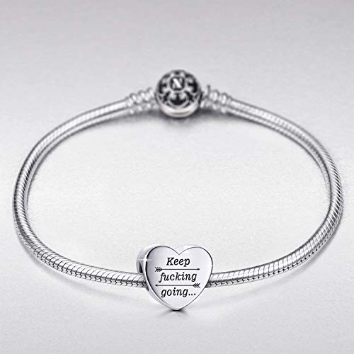 Heart Charm Fit for Pandora Charms Bracelet Inspirational Engraving Jewelry Personality Encouragement Gifts for Women4