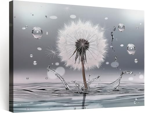 Tableau sur toile déco pissenlit gris abstrait pour moderniser une chambre d'ado