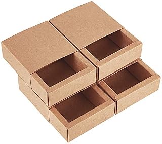 BENECREAT 20 Pack Kraft Paper Drawer Box Festival Gift Wrapping Boxes Soap Jewelry Candy Weeding Party Favors Gift Packaging Boxes - Brown (8.3x8.3x3.3cm)