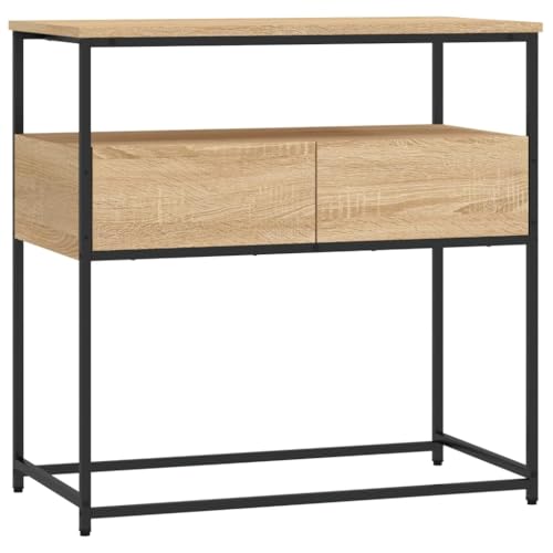 ULUYYUC Blumenhocker Balkon Tisch Betttisch Laptoptisch - Konsolentisch Sonoma-Eiche 75x40x75 cm Holzwerkstoff für Schlafzimmer Garten Wohnbereich Balkon