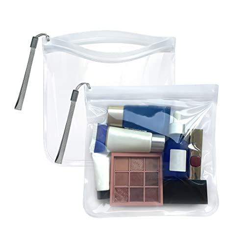 Clear Travel Toiletry Bags (No Printing, No Risk of Rejection) Airport Security Liquids Bags 20x20cm, 1 Litre Meet The Criteria, 100% Waterproof and Leakproof