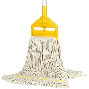 Commercial Mop Heavy Duty Industrial Cotton Mop with Long Handle,Looped-End String Wet Mops for Home,Garage,Office, Workshop, Warehouse Floor Cleaning