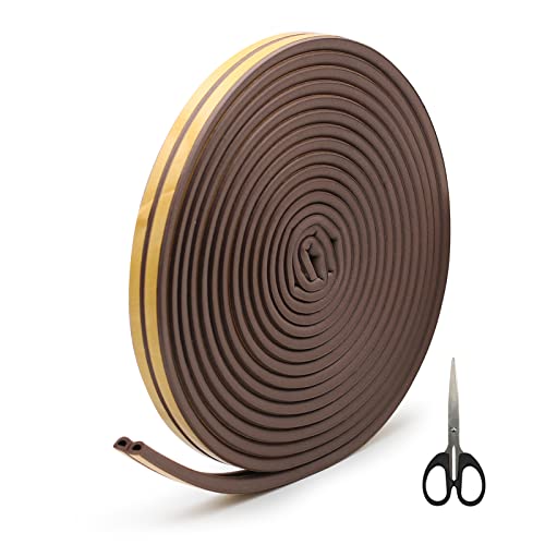 10m Dichtungsband Selbstklebend 9mm(B) x 6mm(D) für Fenster und Türen - Dichtband Fensterabdichtung aus Moosgummi - Schalldichter Wasserdicht Staubdicht (Braun, 9 x 6 mm) Cover