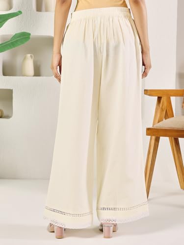 Image of FIORRA Women Baggy Fit Cotton Solid Palazzo