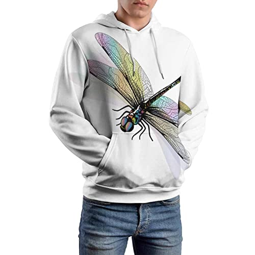 Sweatshirt imprimé 3D libellule multicolore pull doux à manches longues XL