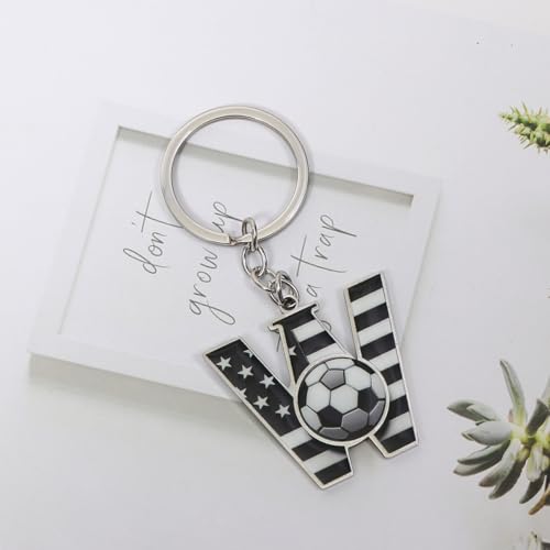 Bag Charms Initial A-Z Letter Keychain Bag Charm Soccer Keychain for Handbags Sports Bag