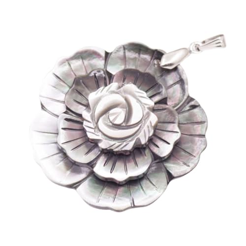 45mm Natural Black Sea Shell Flower Pendant Mother of Pearl