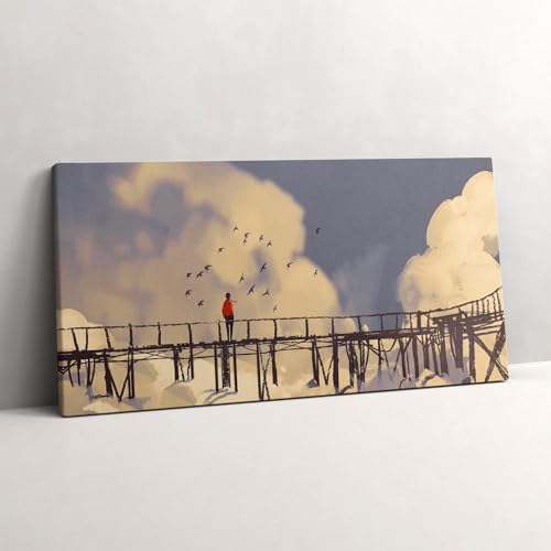 Tableau photo sur toile homme sur le vieux pont pour une ambiance poétique