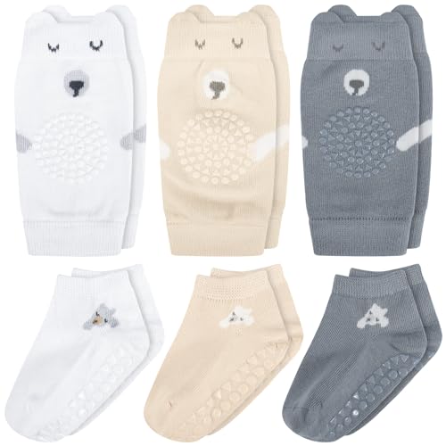 Utensilsto 3 Paar knieschoner baby krabbeln und 3 Paar Baby Socken, Anti...