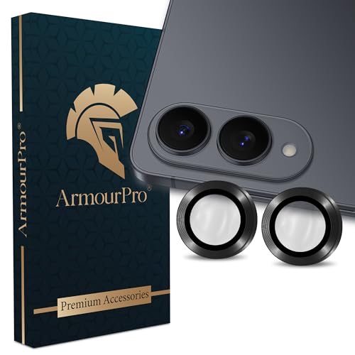 Image of ArmourPro Camera Lens Tempered Glass for Samsung Galaxy S25 Edge (6.7 Inches) Tough HD Individual Aluminum Alloy Rings 9H Camera Cover, Scratch-Resistant,Camera Lens Protection| Black, 1 Pack