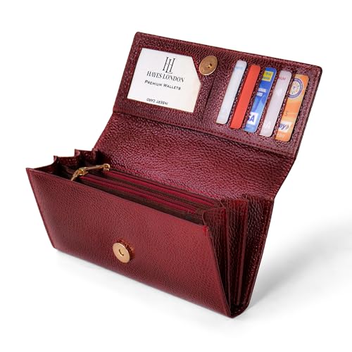 Image of Hayes London Ladies Purse for Women, Pure Leather Wallet, Gifts for Women, RFID Blocking Bi-Fold Clutch for Women (Verve Brown)